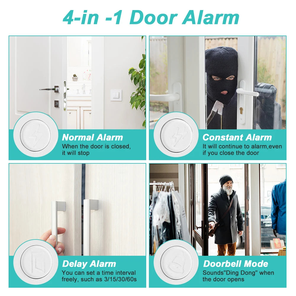 Wireless Door Sensor Alarm — Anti-Theft, Fridge & Window Open Detector