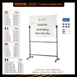 VEVOR Rolling Magnetic Whiteboard Double-Sided Mobile Whiteboard 360° Reversible Adjustable Height Dry Erase Board for School