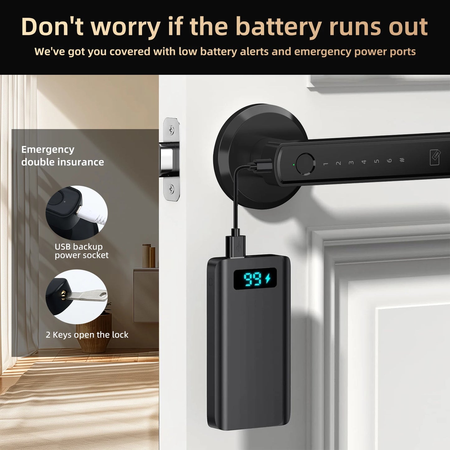 Smart Fingerprint Door Lock — App, Passcode & Touchscreen Keypad
