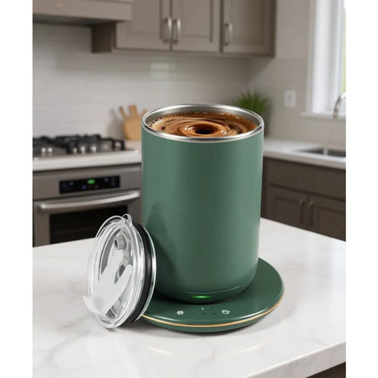 10oz Self-Stirring Heated Mug — Smart Temp Control, Auto Shut-Off