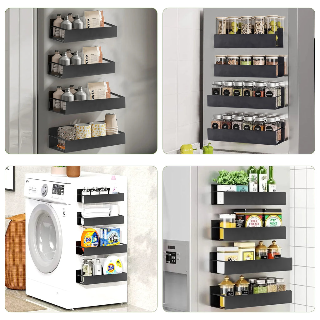 4 Pack Magnetic Spice Rack for Refrigerator Organizer