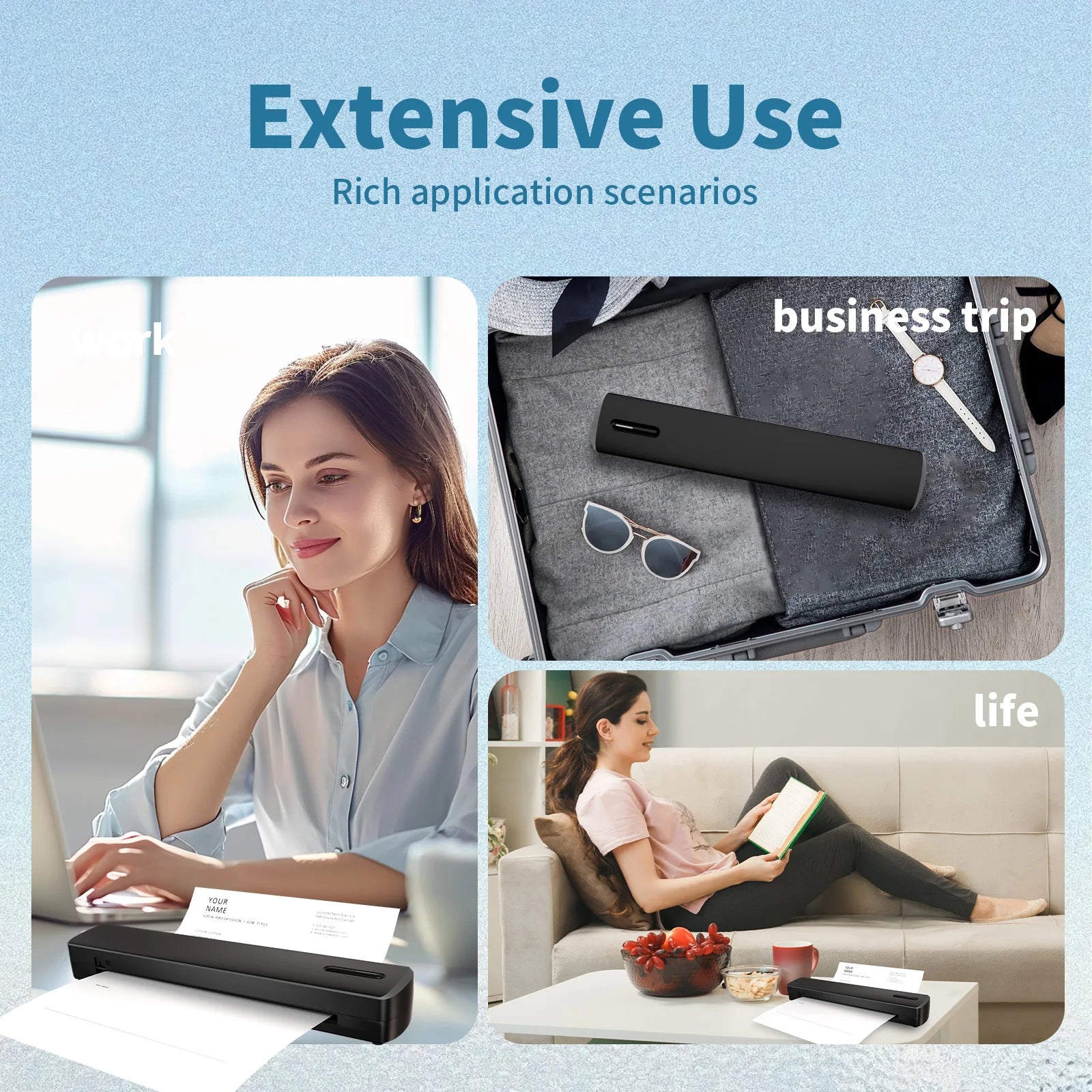 Inkless Portable Printer Thermal Wireless for Travel A4 Printer HD C80 300DPI US Compatible Android /Windows/Mac/IOS School Car