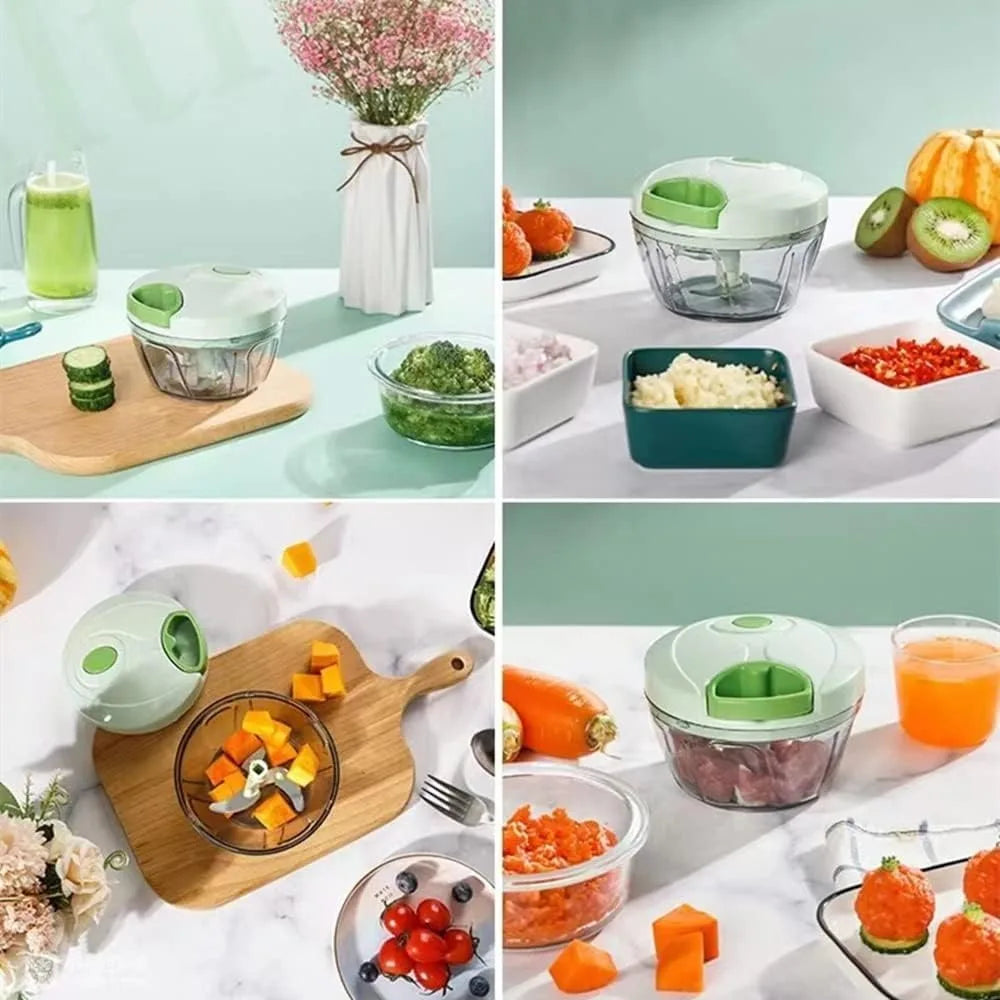 Manual Vegetable Chopper with Container — Salad & Garlic Cutter