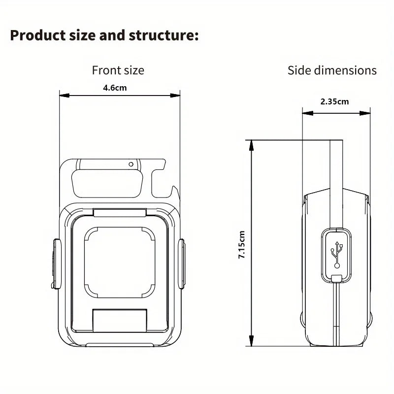 800LM Double-Sided COB LED Rechargeable Keychain Flashlight