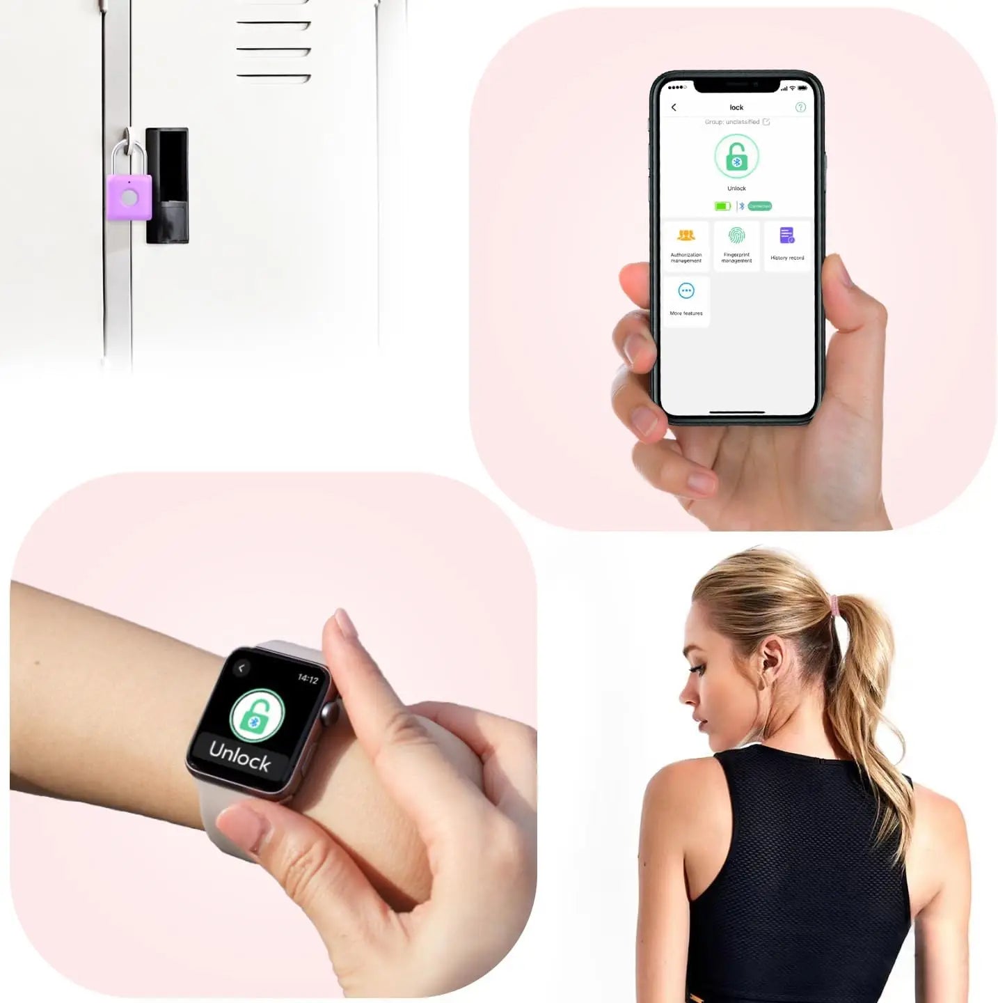 Smart Fingerprint Padlock — Keyless App Combo Lock, Purple