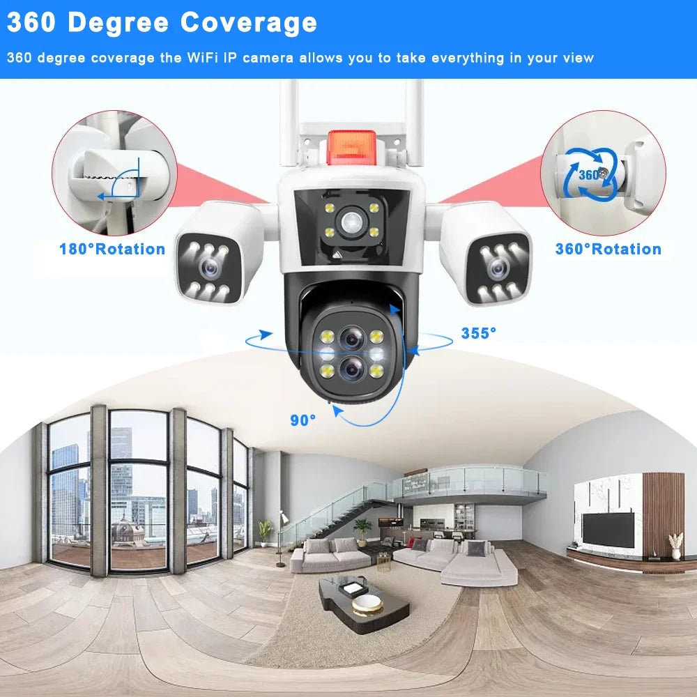 16MP 8K WiFi PTZ Outdoor Floodlight Camera — 10x Zoom, 360° Monitor