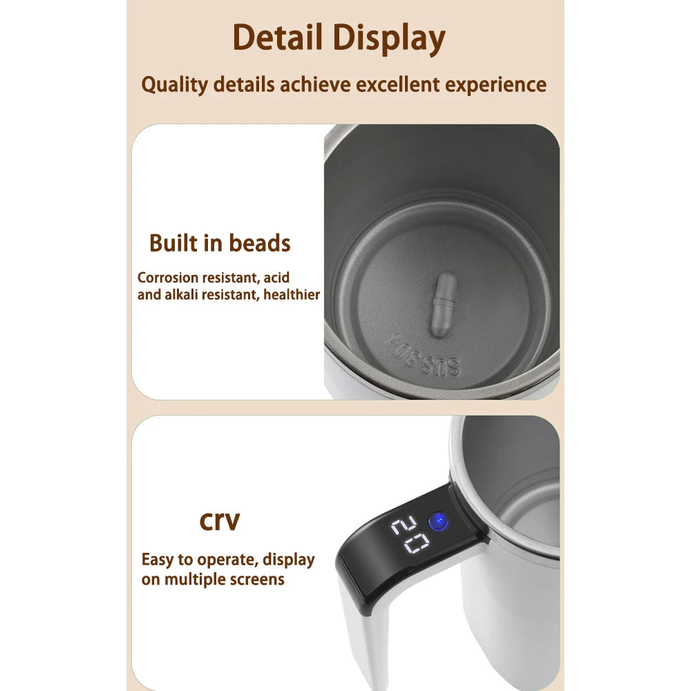 Self-Stirring Magnetic Coffee Mug — 380ml, Stainless Steel