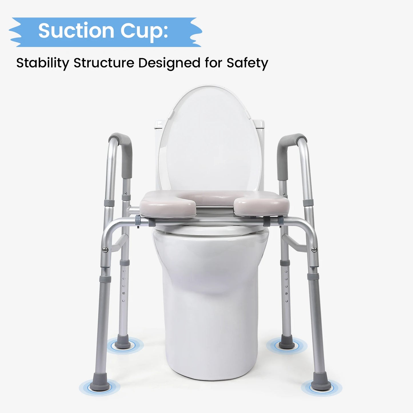 Raised Toilet Seat with Padded Frame — 350 lb, Adjustable for Seniors