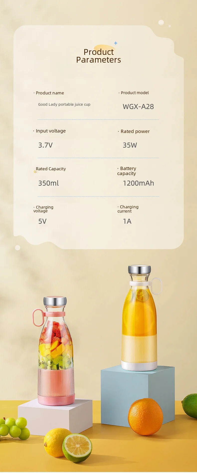 New Compact Mini Rechargeable Vibrating Fruit Juicer - Efficient and Convenient Small Capacity Juice Machine - Essential Portabl