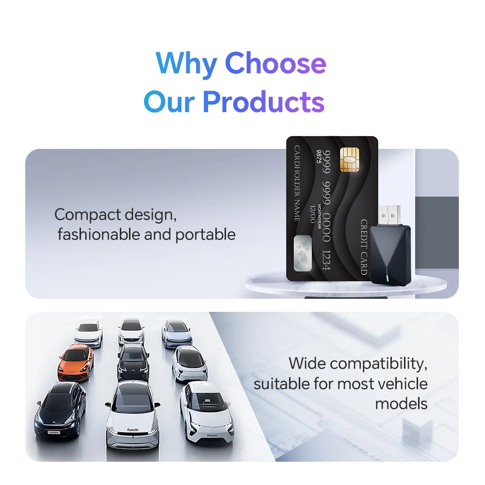 XUDA 2in1 Wireless CarPlay Dongle Wireless Android Auto Adapter AI Smart Box Car Intelligent Systems For Car With Wired CarPlay