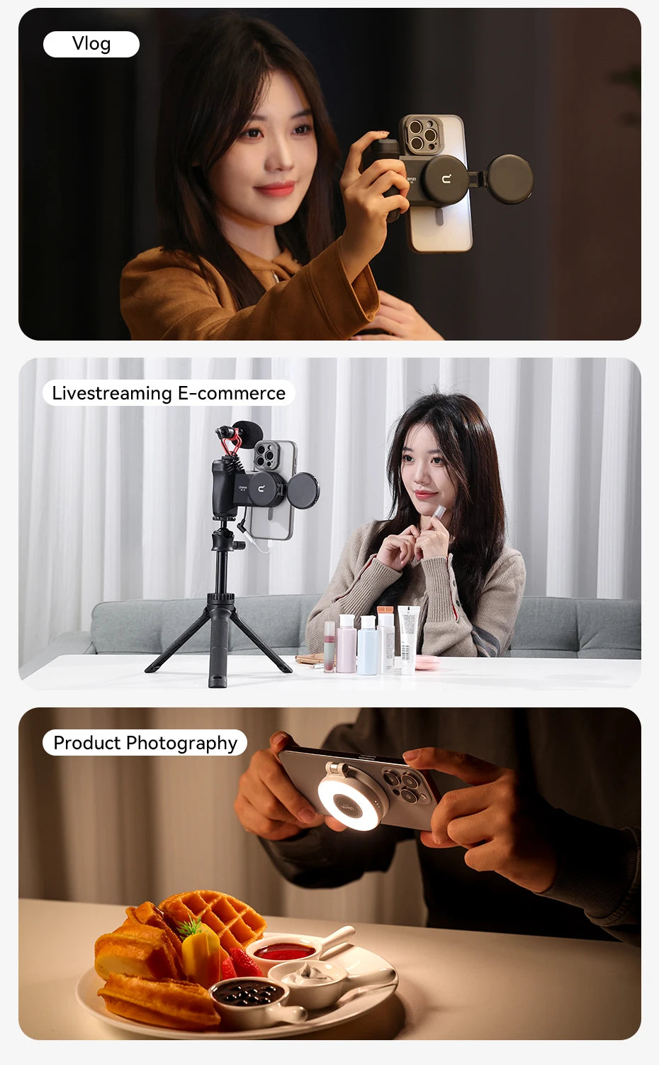 Ulanzi LM19 MagSafe Phone Fill Light — CRI 95+ Bi-Color for Vlogging
