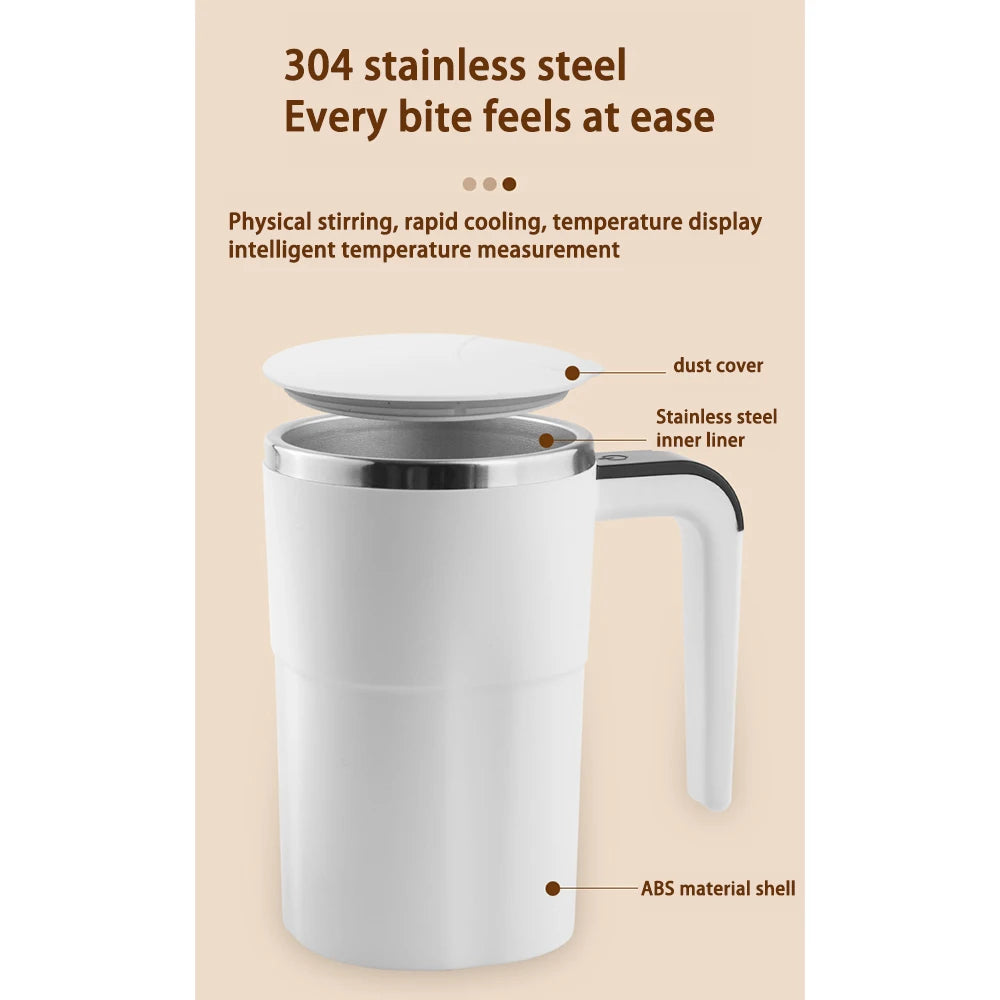 Self-Stirring Magnetic Coffee Mug — 380ml, Stainless Steel