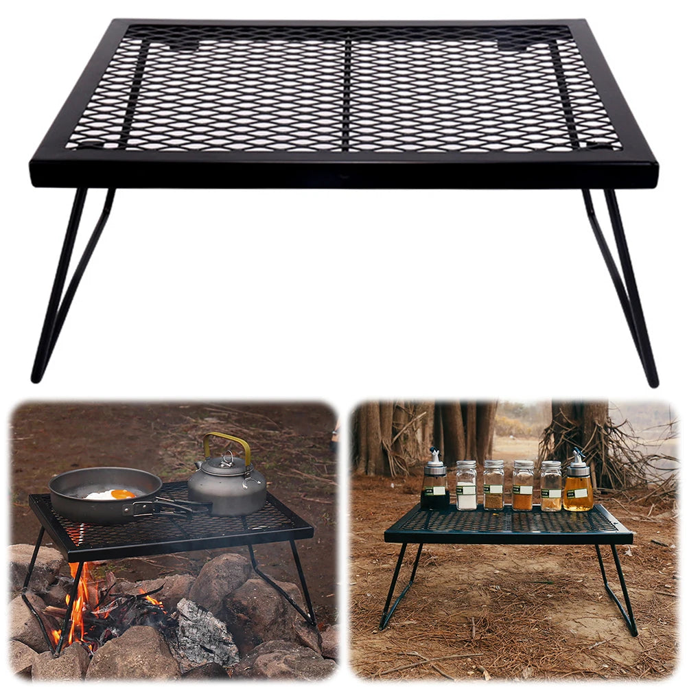 Heavy-Duty Foldable Campfire Grill Grate — Over-Fire Cooking Rack