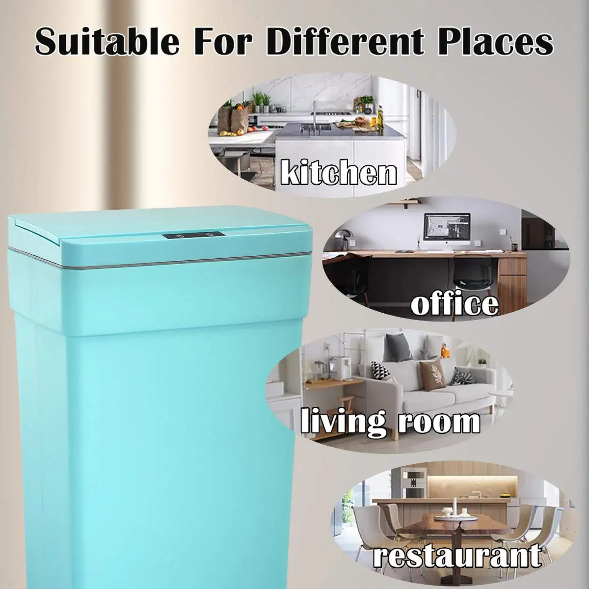 13-Gallon Touch-Free Sensor Trash Can — 50L Kitchen Garbage Bin