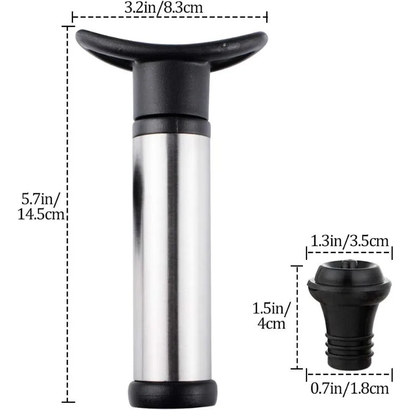 Vacuum Wine Saver Set, Pump Preserver with 4 Vacuum Wine Stoppers for White / Beer Wine, Stainless Steel, Keep Wine Fresh