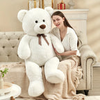 Giant Teddy Bear Stuffed Animal XXL 51.18inch, White Large Bear Plush Soft Cuddly Toy Big Size, Kawaii Birthday Presents