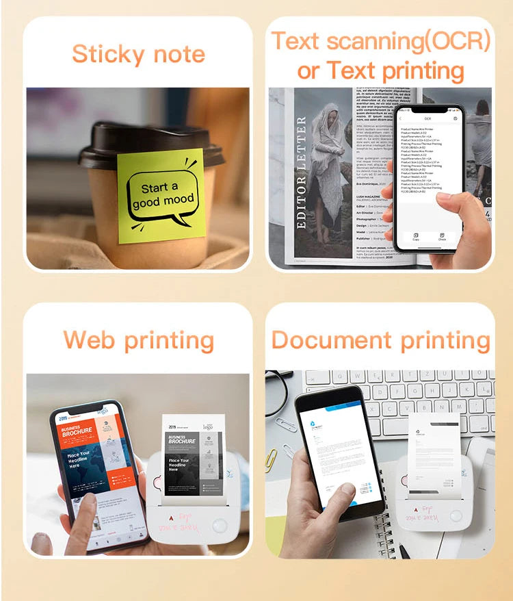 B2 Mini Sticker Printer — Bluetooth, Works with iPhone & Android