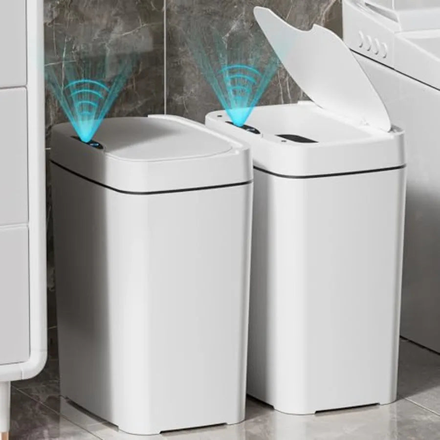 Touchless Motion Sensor Trash Can — 2.2 Gal Slim with Lid (2-Pack)