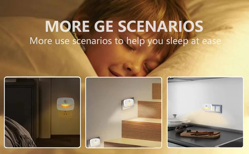 Plug-In Motion Sensor Night Light — Hallway, Stair & Bedroom Lamp
