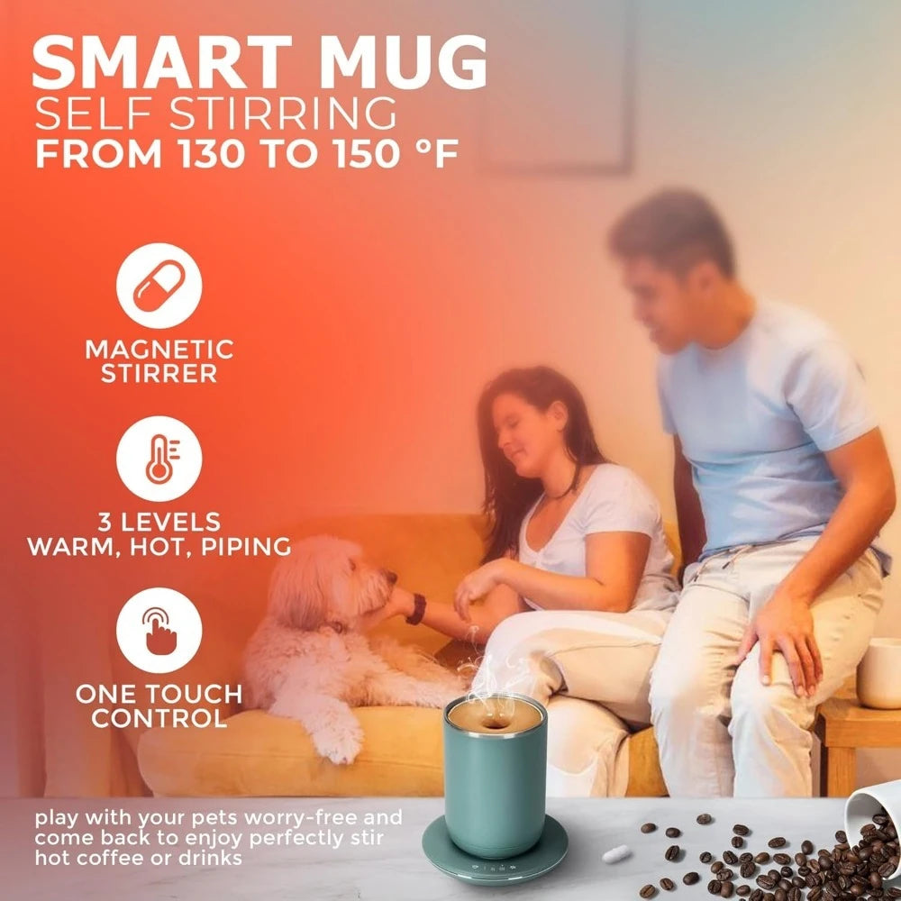 Self Stirring 10 Oz Coffee Mug with 3 Temperature Levels and 12V Electric Heating