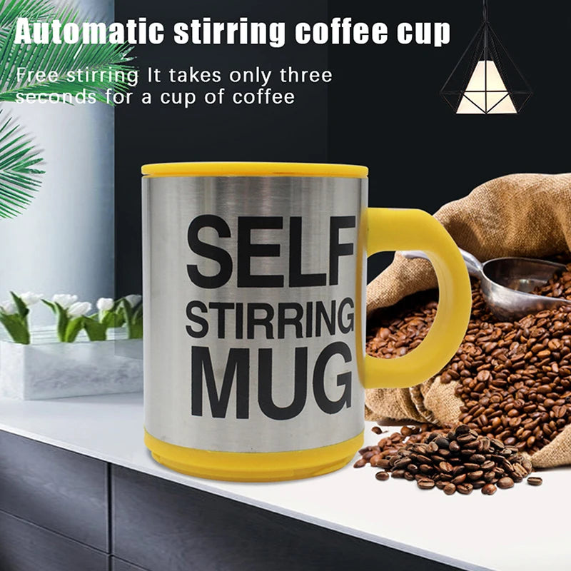 400ml Self-Stirring Mug with Lid — Stainless Steel, Gift Boxed