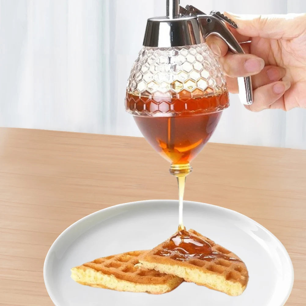 Honey & Olive Oil Dispenser with Stand — No-Drip Pourer Bottle