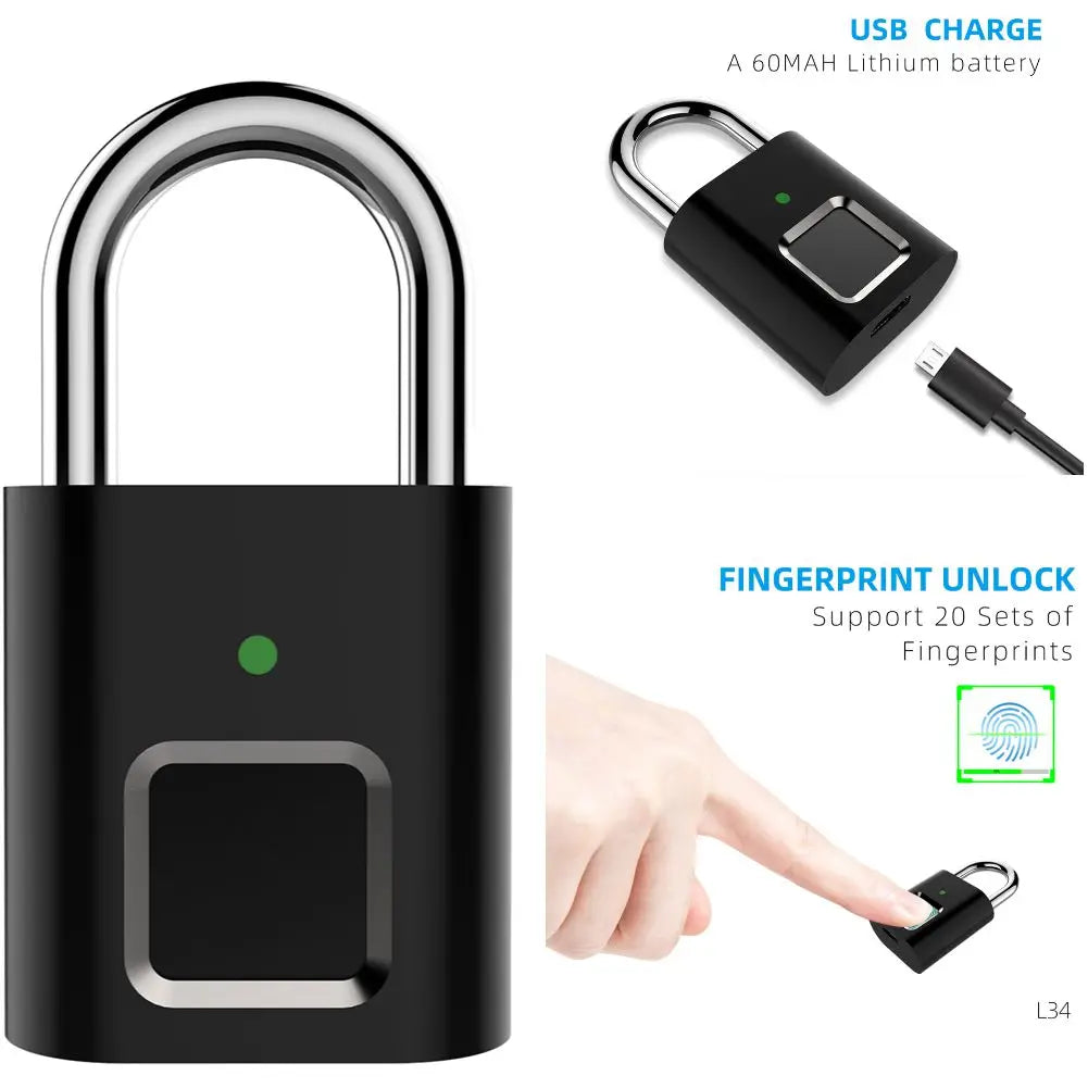 Keyless Fingerprint Padlock — Smart App, Waterproof, Anti-Theft