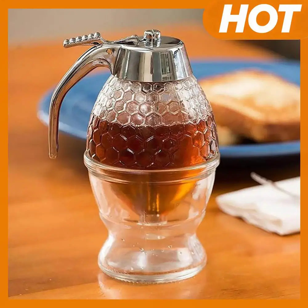 Honey & Olive Oil Dispenser with Stand — No-Drip Pourer Bottle