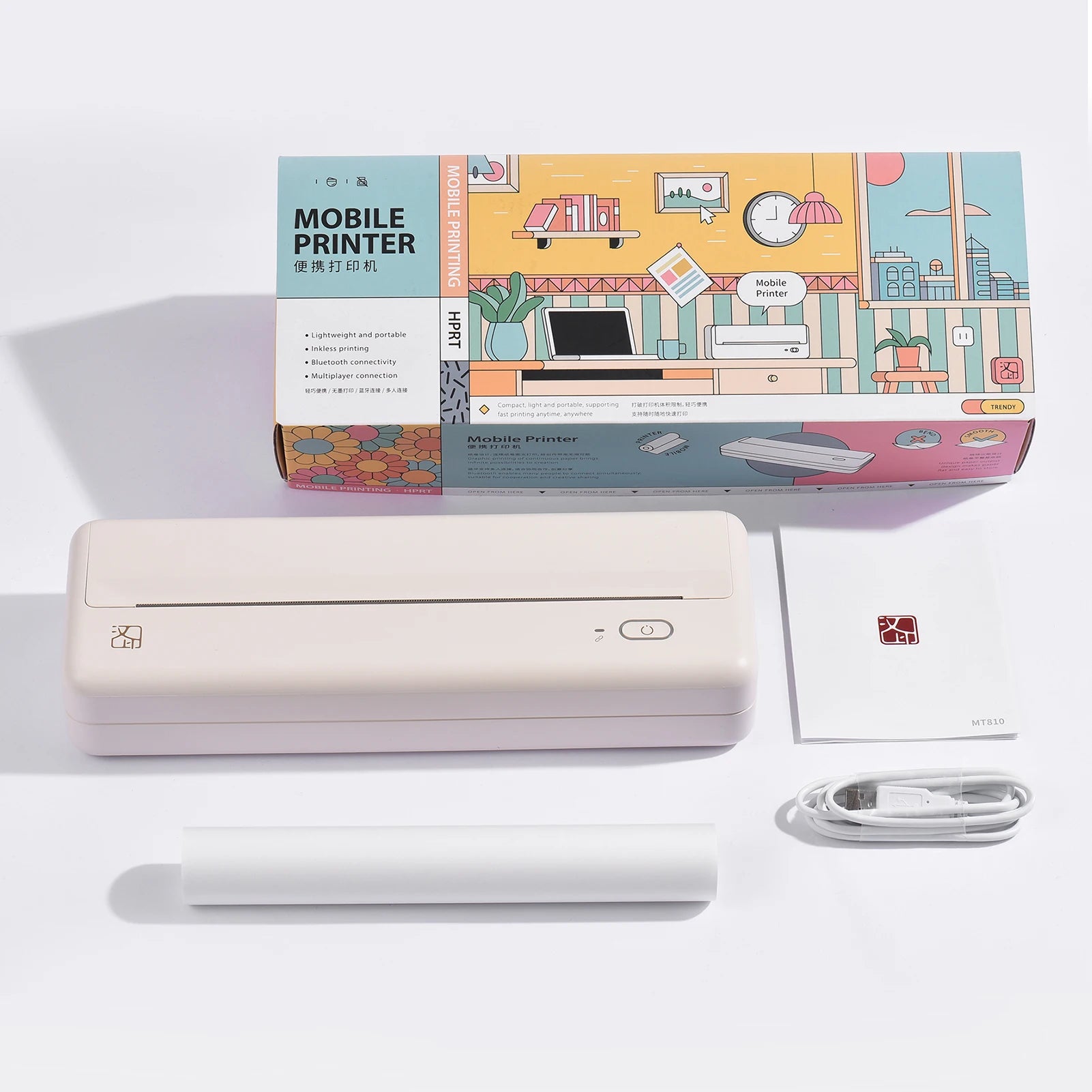 A4 Portable Paper Printer Wireless BT Connect Thermal Printing