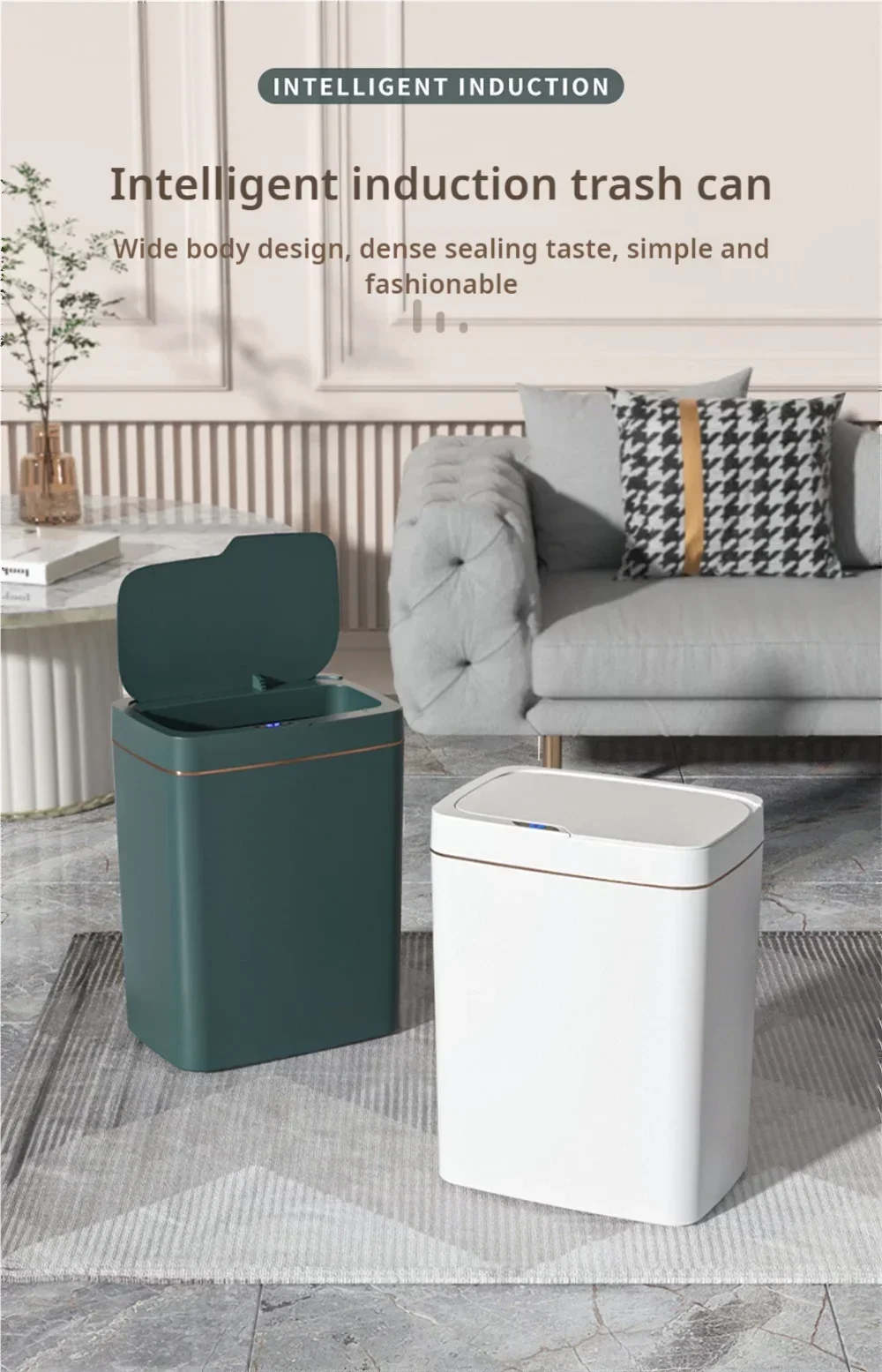 15L Smart Sensor Trash Can — Touchless Bin for Kitchen & Bathroom