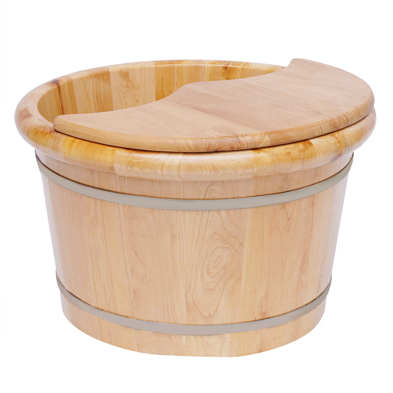 Wood Foot Bath Basin Massage Barrel Health and Beauty Feet Relax Spa Bucket Kit Galvanized Hoop  Keep Warm and Relax the Feet.