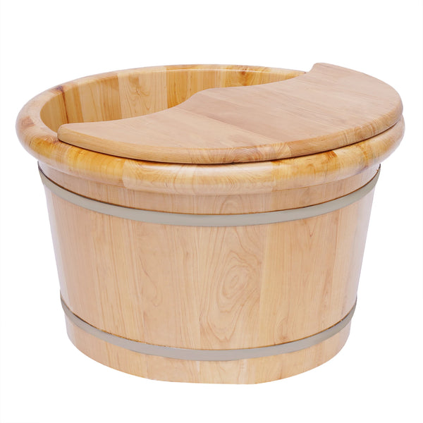 Wood Foot Bath Basin Massage Barrel Health and Beauty Feet Relax Spa Bucket Kit Galvanized Hoop  Keep Warm and Relax the Feet.