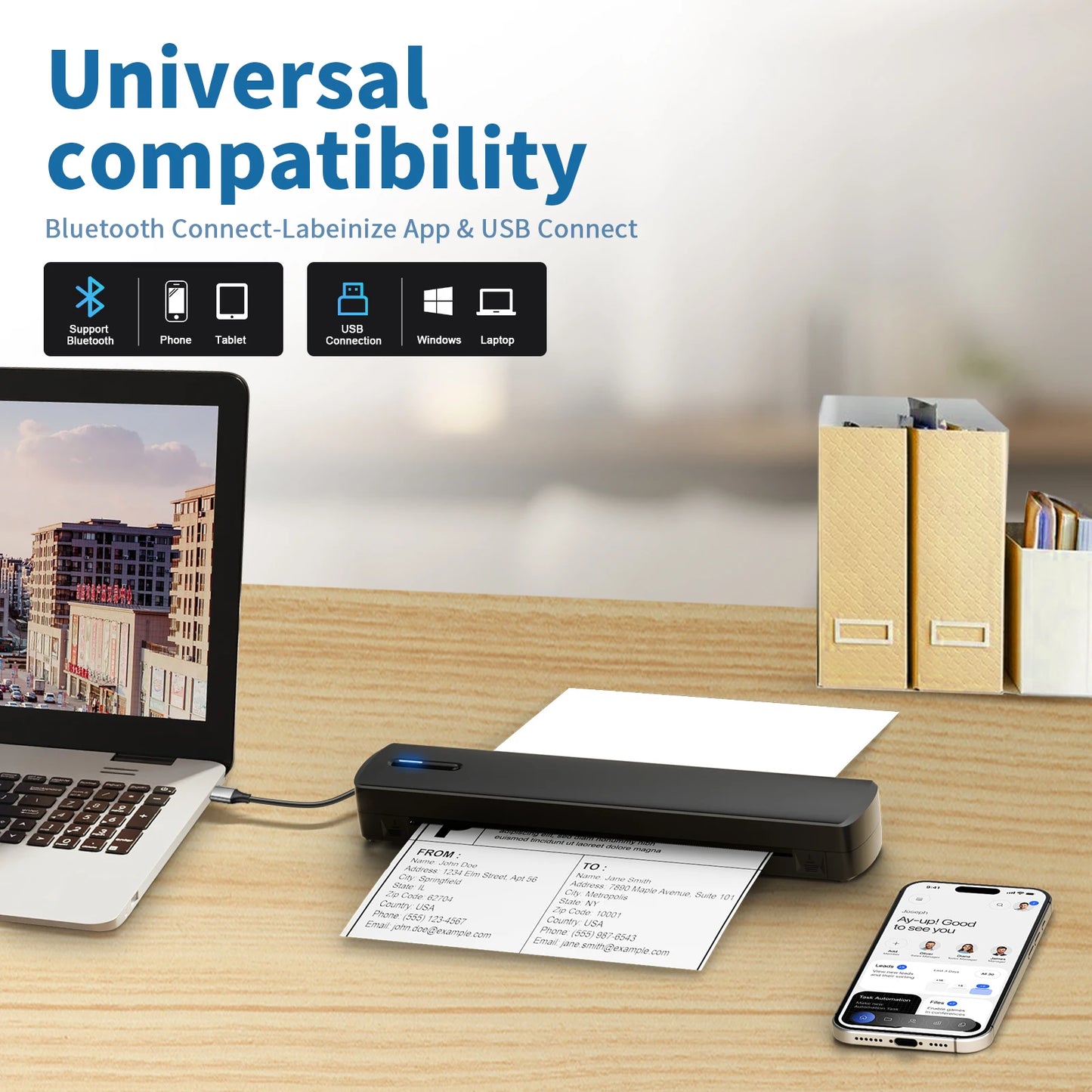Wireless A4 Thermal Printer — Inkless, Works with iPhone & Android