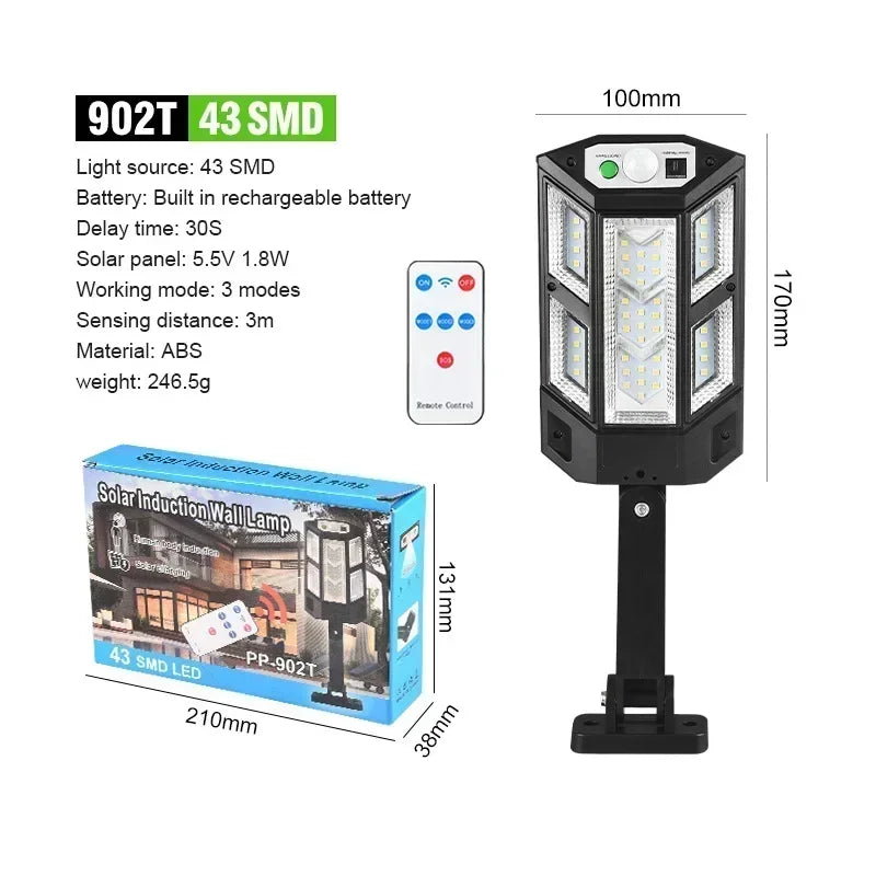 Solar LED Outdoor Wall Light Motion Sensor Garden Lamp