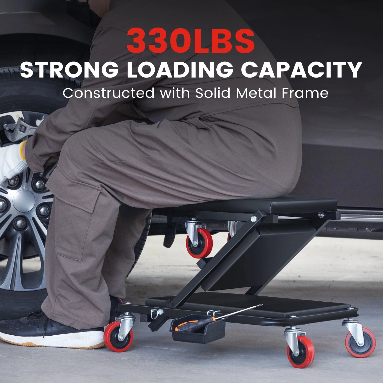 Auto Creeper Seat with Wheels Folding Car Repair Work Bench