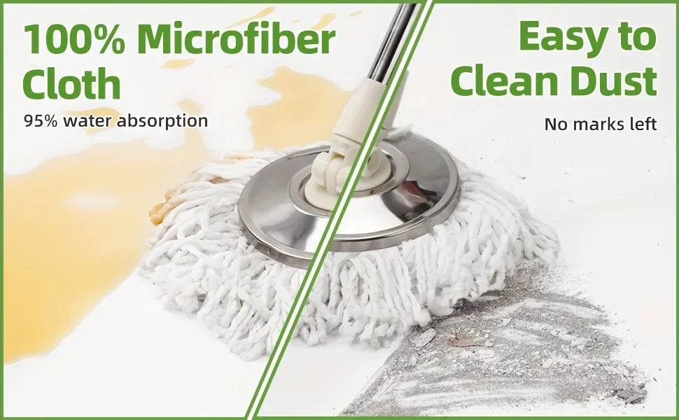 Heavy-Duty 360° Spin Mop & Bucket System — 3 Mop Heads, Steel Handle
