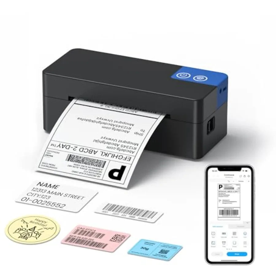 Bluetooth Thermal Shipping Label Printer 4x6 Portable Thermal Printer Compatible with iPhone Android Windows and Mac Works with