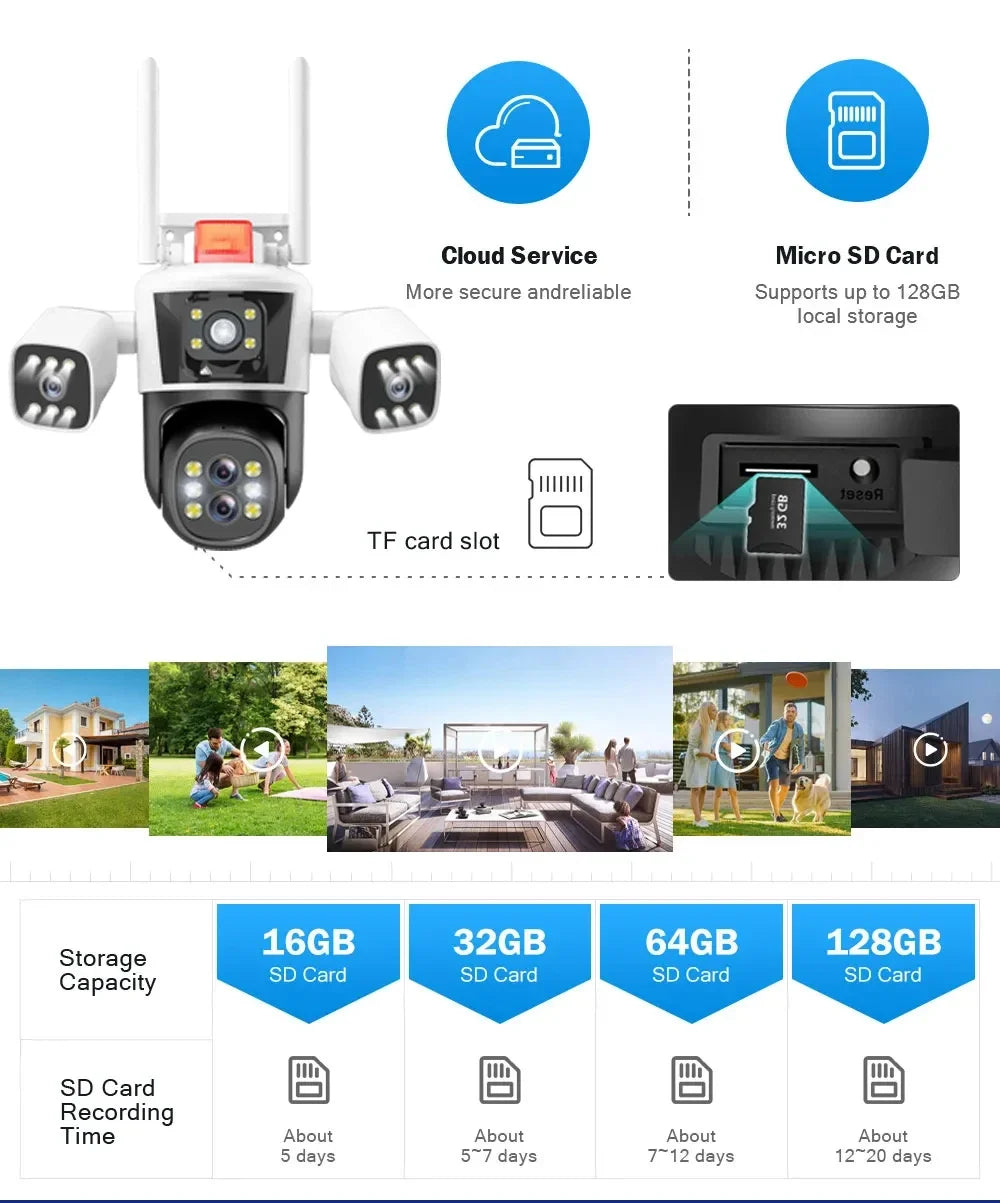16MP 8K WiFi PTZ Outdoor Floodlight Camera — 10x Zoom, 360° Monitor