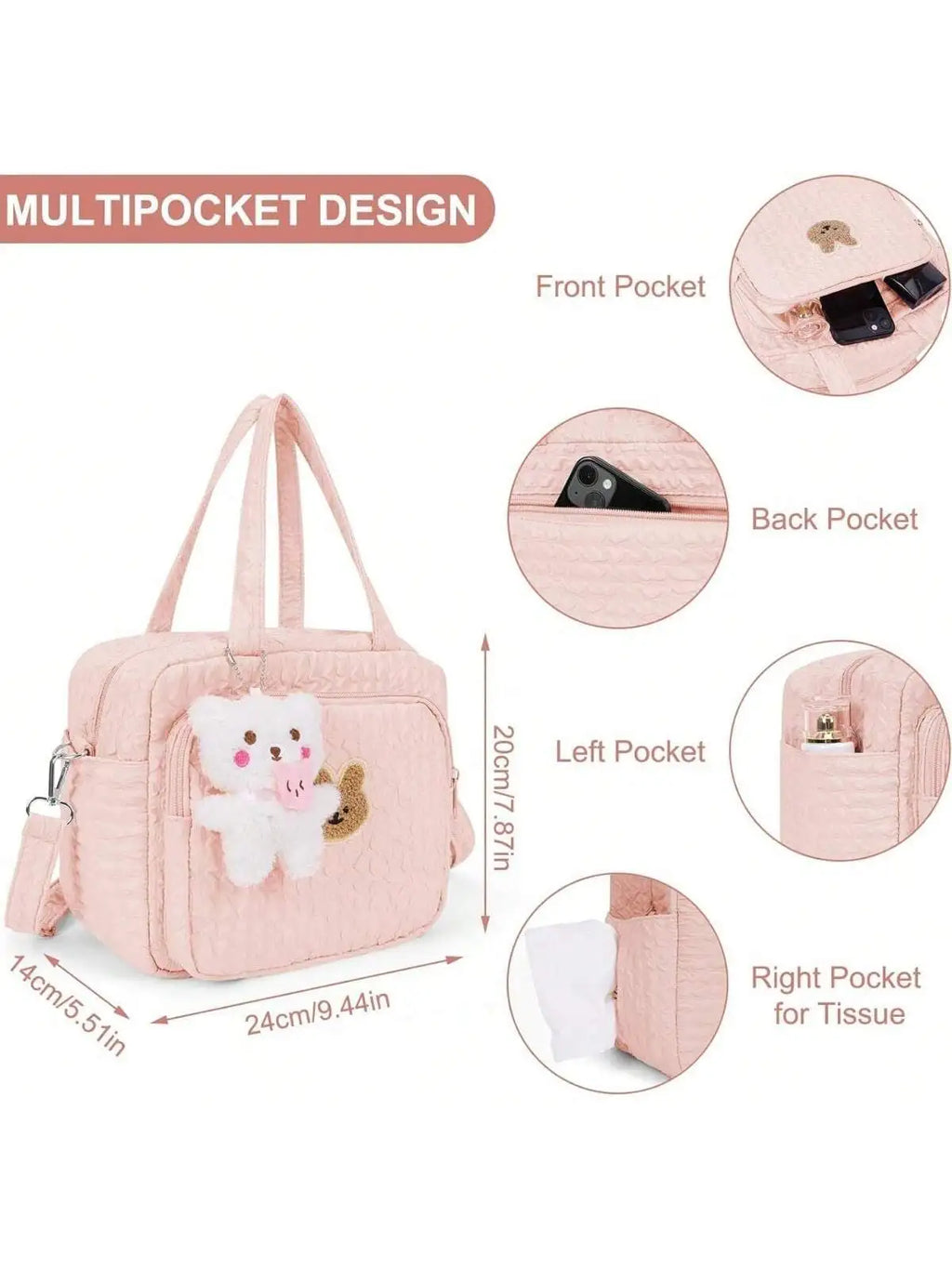 1pc Solid Color Baby Diaper Bags