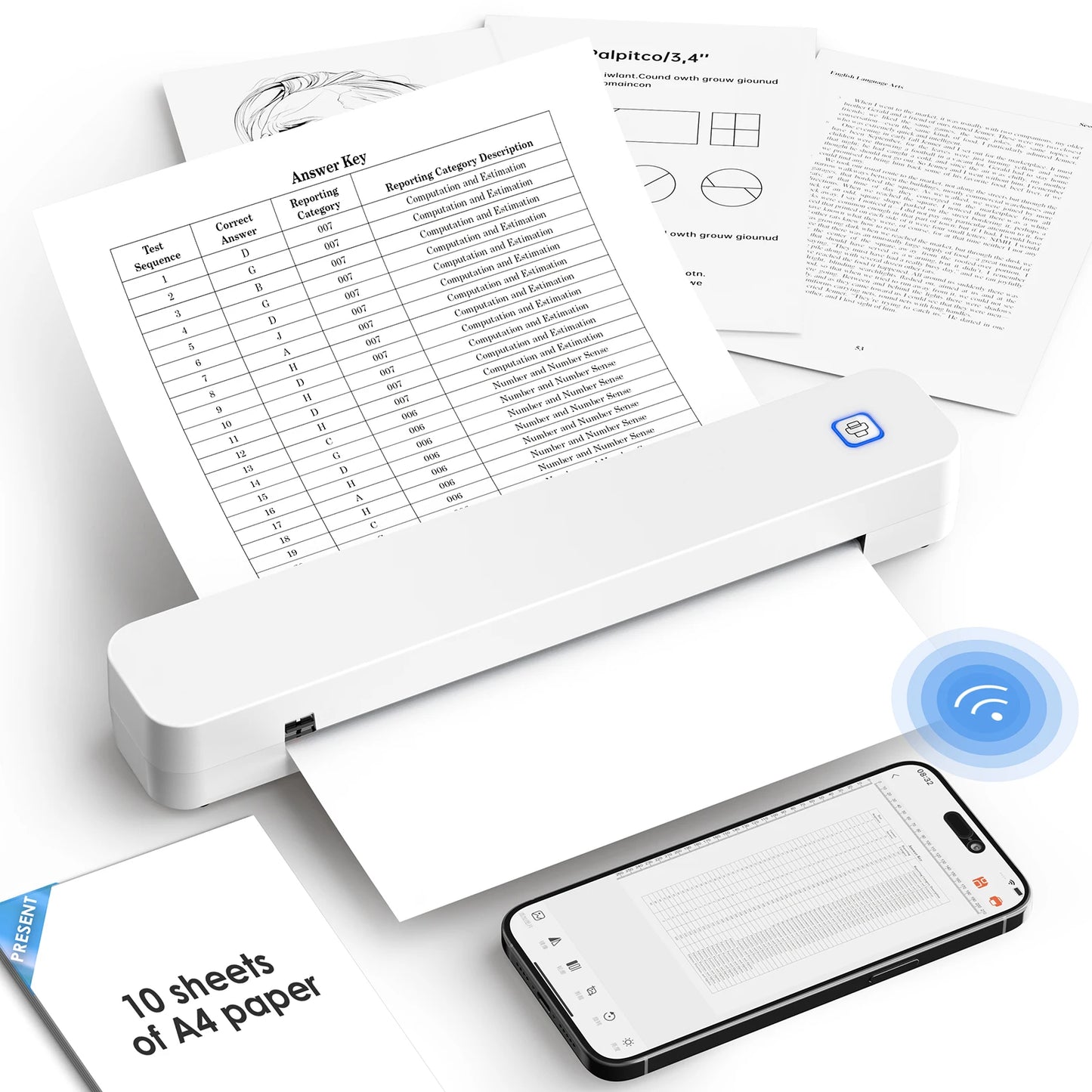 Mini Portable A4 Thermal Printer — Inkless HD for Photos & Documents
