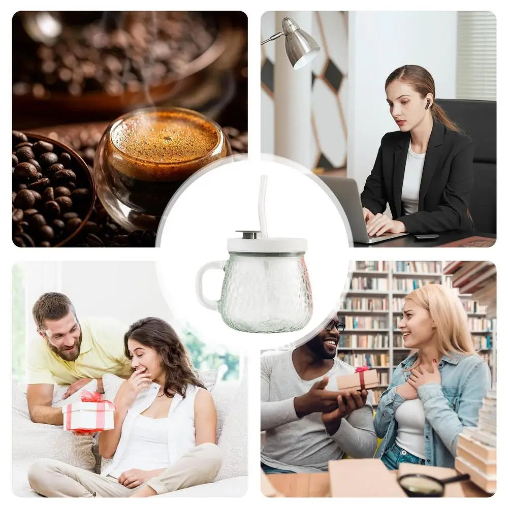 USB Self-Stirring Glass Mug — 350ml, High-Speed Waterproof Mixer