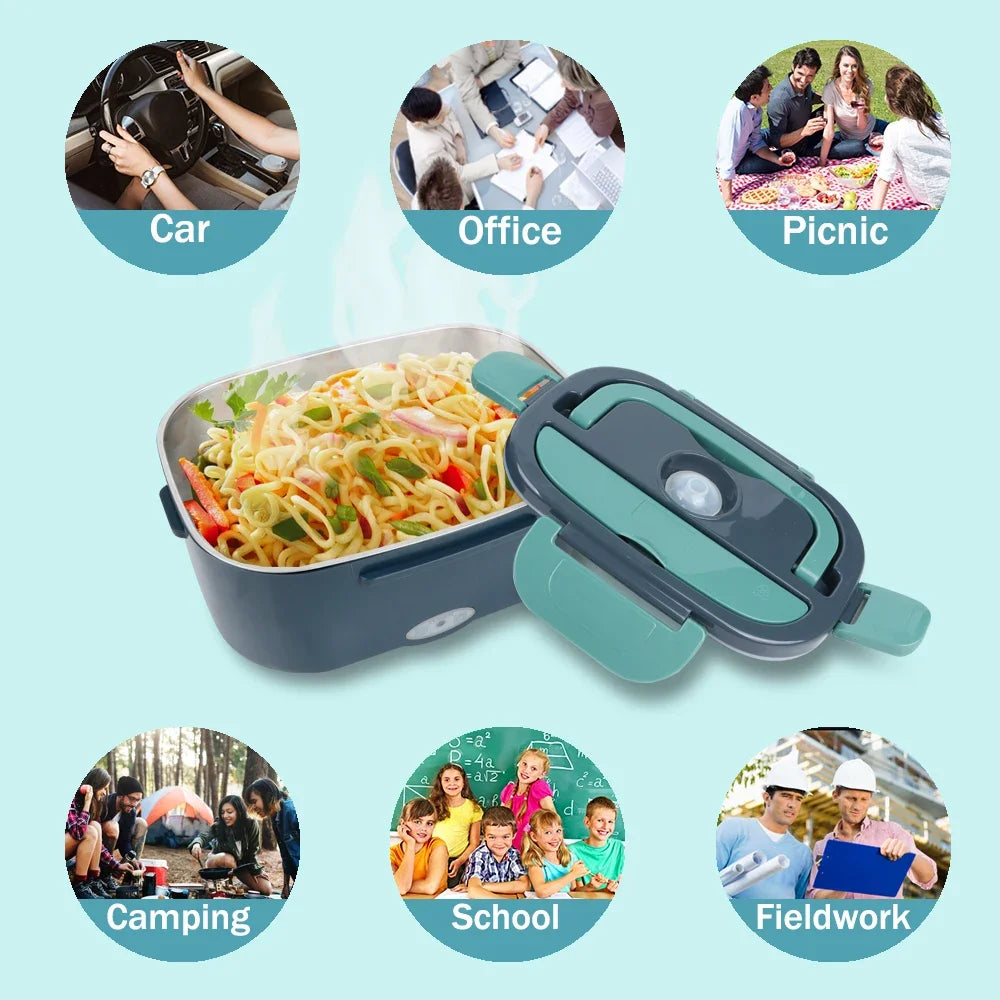 1.5L Electric Lunch Box Food Warmer — 60W Leak-Proof, Car & Home
