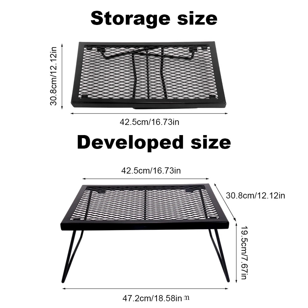 Heavy-Duty Foldable Campfire Grill Grate — Over-Fire Cooking Rack