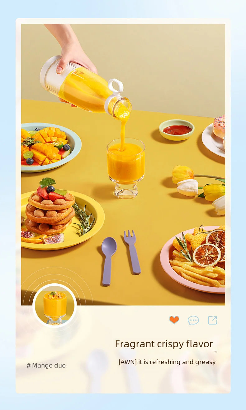 New Compact Mini Rechargeable Vibrating Fruit Juicer - Efficient and Convenient Small Capacity Juice Machine - Essential Portabl