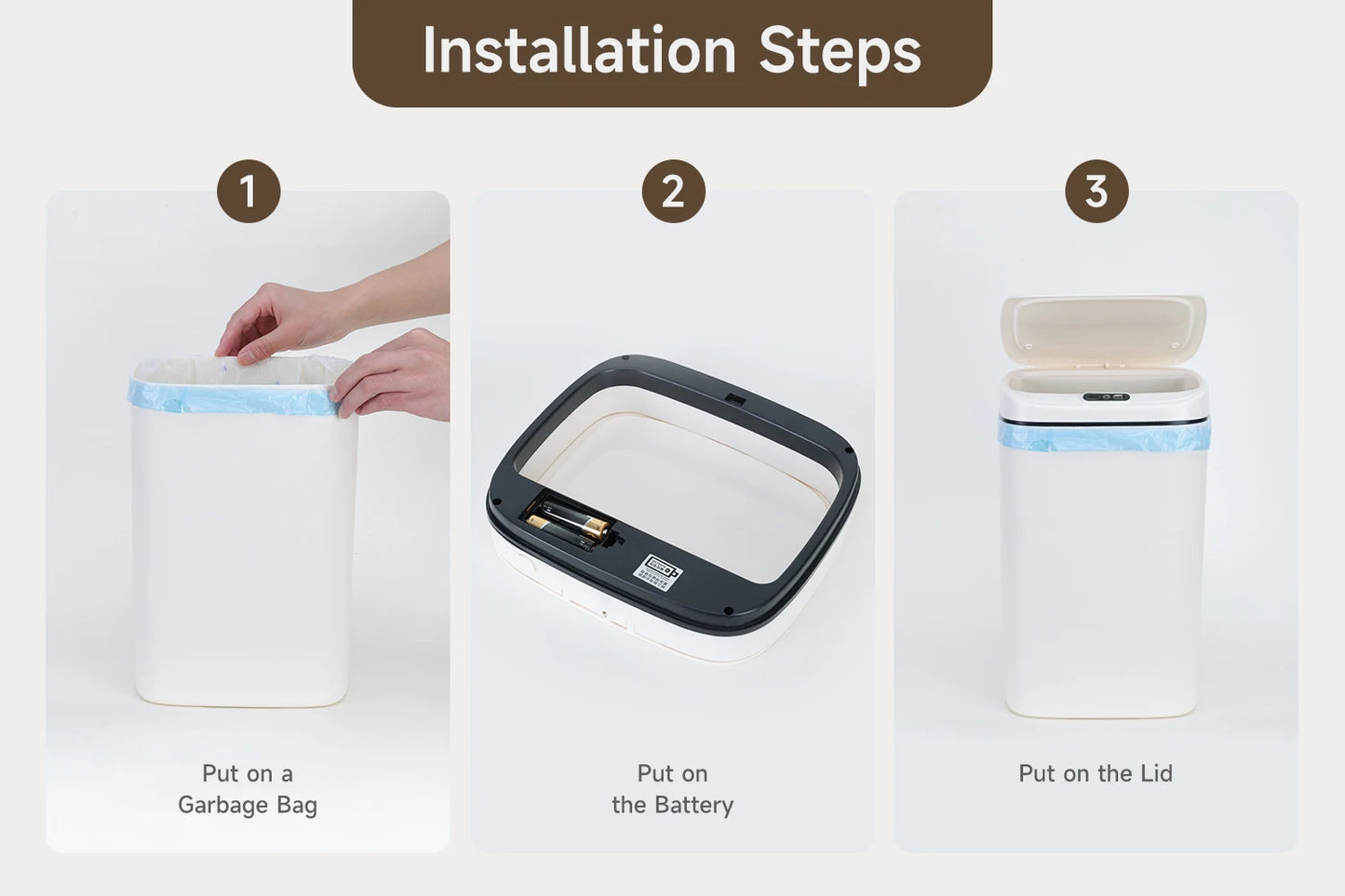 Smart Touchless Sensor Trash Can — Sealed Lid, Odor Prevention