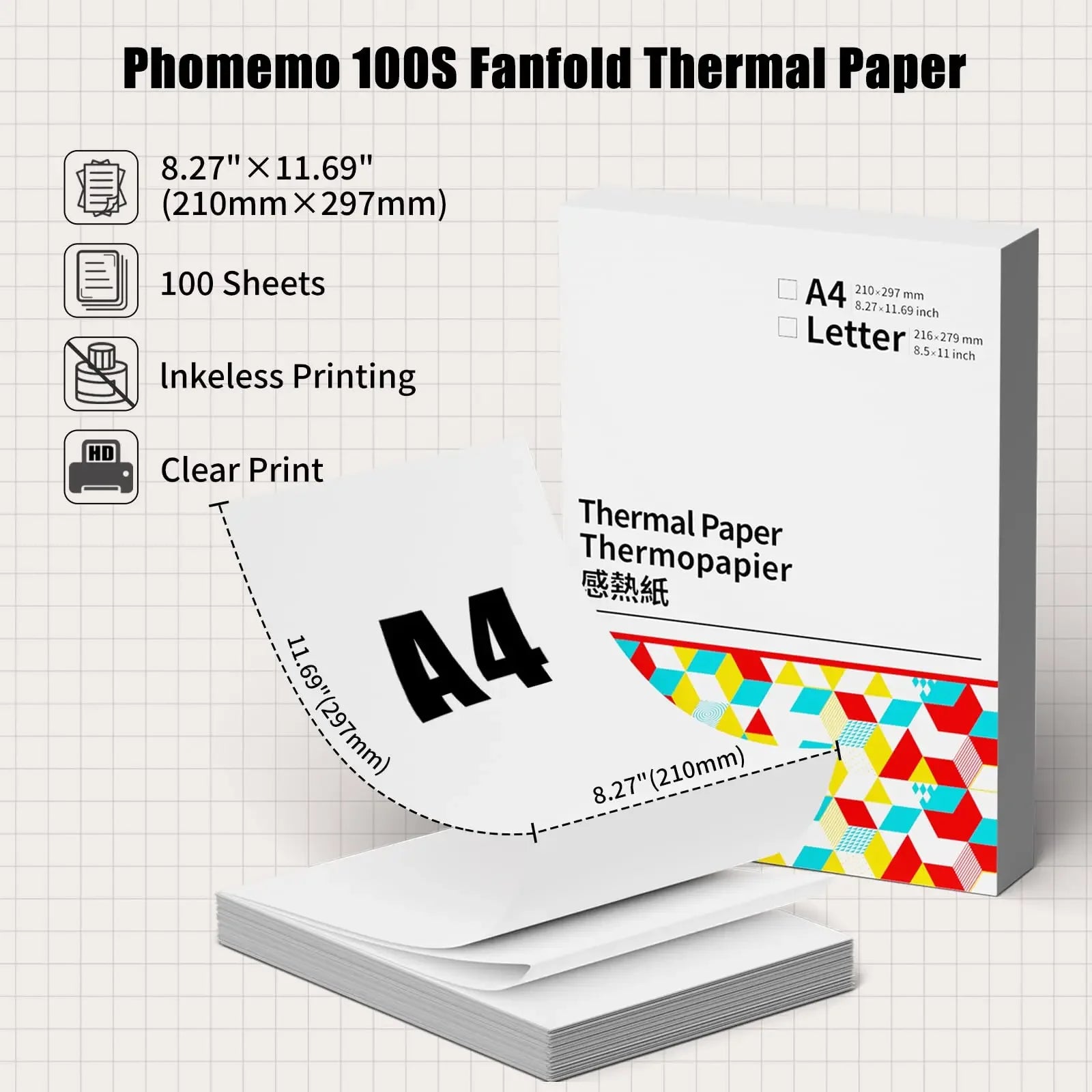 Phomemo A4 Thermal Paper Quick-Dry Continuous Printer Roll