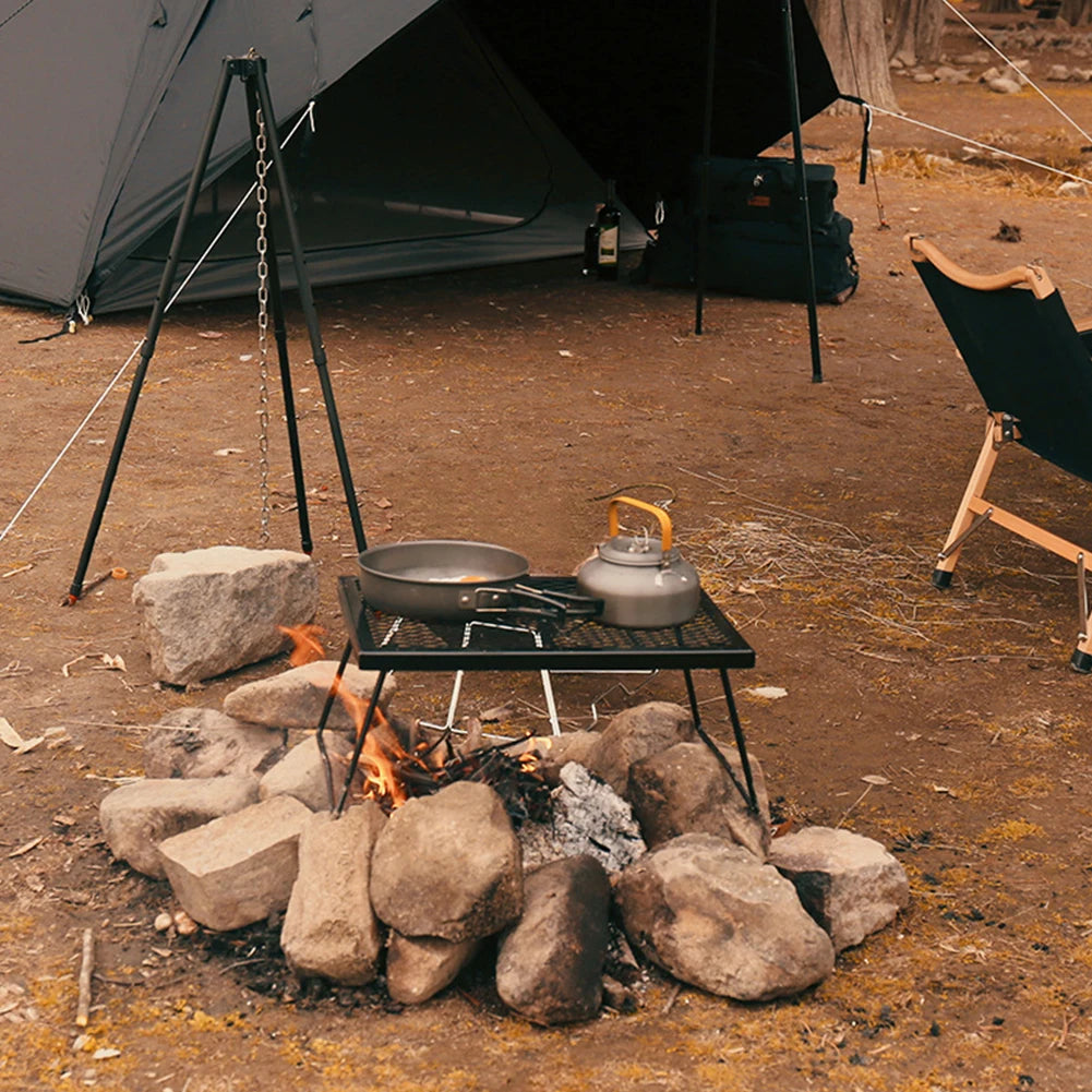 Heavy-Duty Foldable Campfire Grill Grate — Over-Fire Cooking Rack