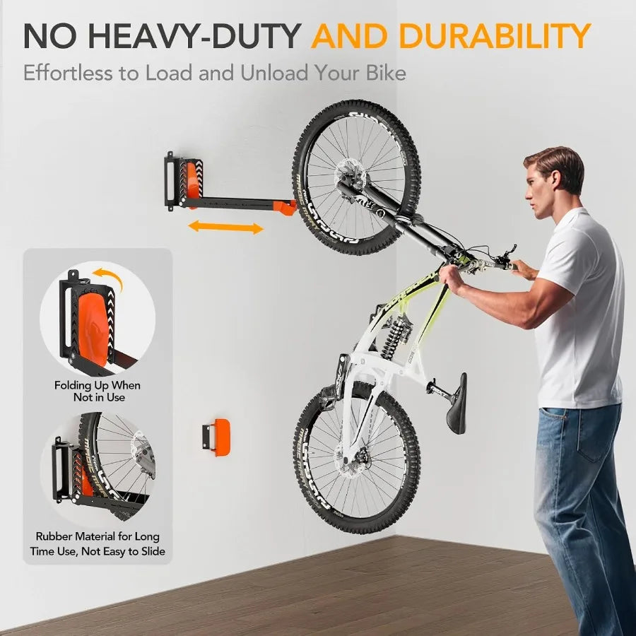 Swivel Bike Wall Mount Rack — Holds 77 lbs, Set of 3