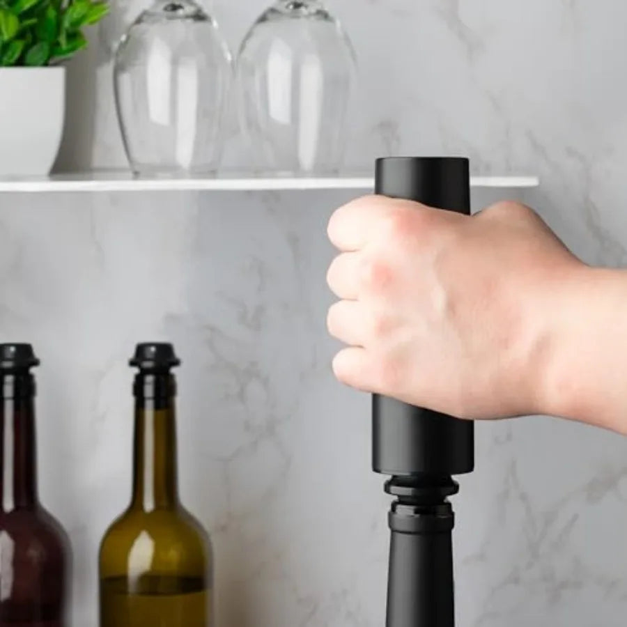 - Rechargeable Wine Saver Vacuum Pump Sealer Automatic Preserver with USB-C Charger and 4 Universal Bottle Stopper Plugs Cordle