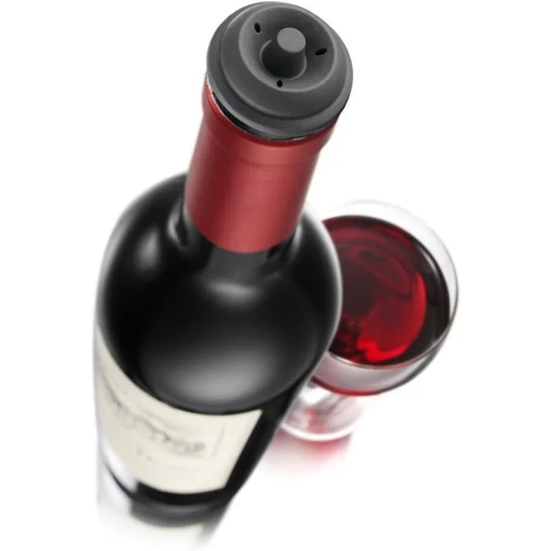 Stainless Steel Wine Saver Set — Vacuum Pump + 4 Stoppers